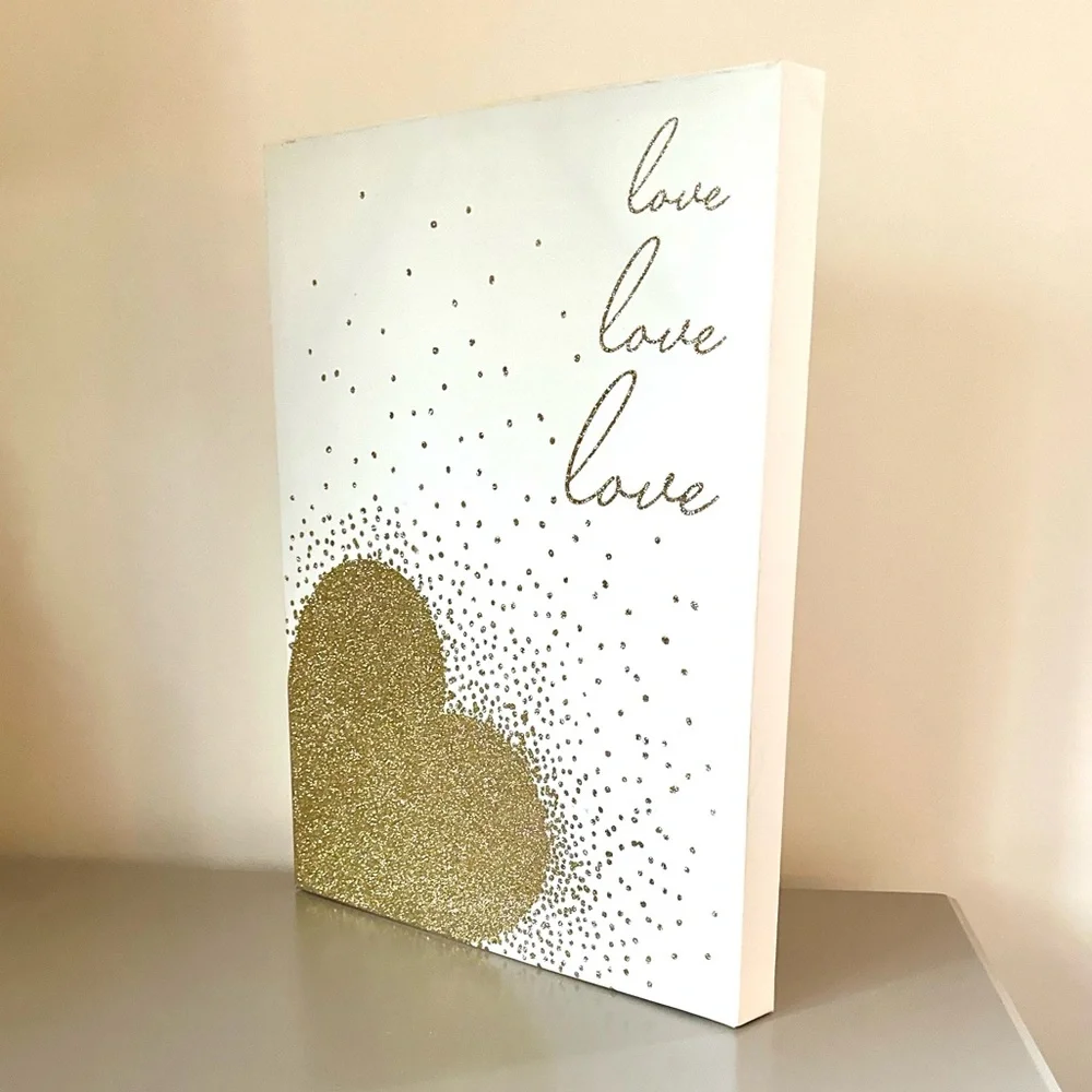 White and Gold Love Wall Art